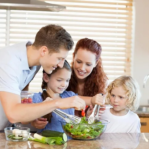 Miniatura 6 de Paquete de 6 pinzas para cocinar, pinzas pequeñas de acero inoxidable para servir alimentos, pinzas de cocina multifuncionales para servir