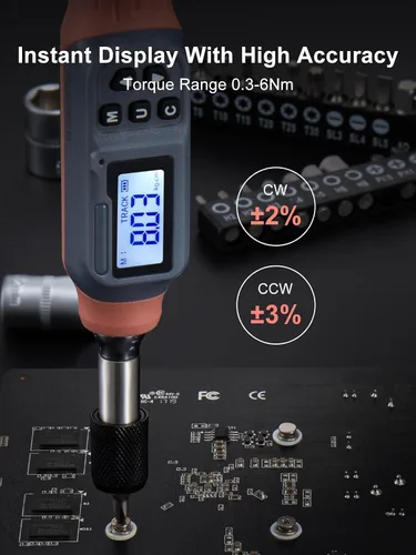 Miniatura 2 de Destornillador de torsión digital GROWNEER, 2.66-53.1 lb-pulg/0.3-6 Nm, 1/4'' de transmisión Destornillador de pulgada-libra con zumbador