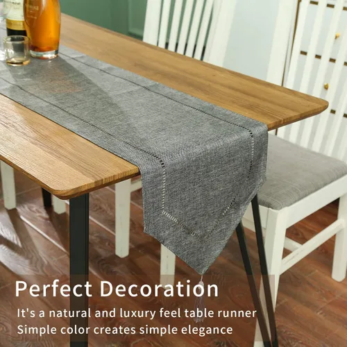 Miniatura 3 de Tosewever Camino de mesa decorativo de lino con borlas, colección de mesa de 14 x 72 pulgadas, caminos de mesa para todos los días, comedor, boda