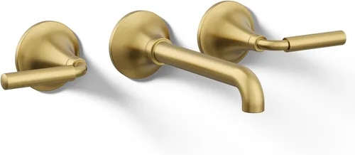 Kohler T26439-4-2MB - Juego de grifo de lavabo de baño de montaje en pared, grifo de baño con dos manijas de palanca, latón moderno cepillado Latón