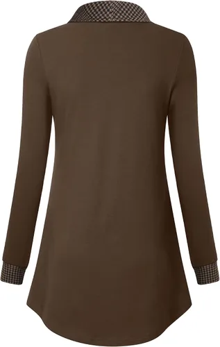 Miniatura 2 de VALOLIA Sudadera casual de manga larga con cremallera y solapa para mujer, túnica a la moda