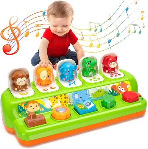 Duchong Juguetes emergentes para niños y niñas de 1 año, juguetes interactivos de causa y efecto con música y luz para bebés de 6 a 12 meses,