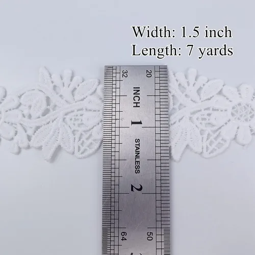 Miniatura 2 de Cinta de encaje blanco de 7 yardas para costura, manualidades, disfraces, vestidos, decoración del hogar