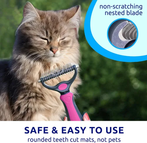 Miniatura 5 de Pat Your Pet Cepillo de deshedding – Rastrillo de doble cara para perros y gatos – Peine de desprendimiento y herramienta de desenmascaramiento