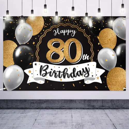 Miniatura 38 de Decoración de feliz cumpleaños número 100, globo negro y dorado número 100, cartel de fondo grande de cumpleaños – Decoración de fiesta