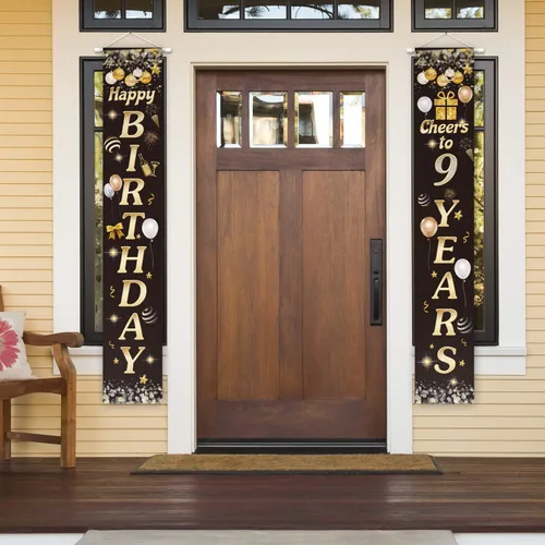 Miniatura 6 de Cartel de Feliz cumpleaños para la puerta, color negro