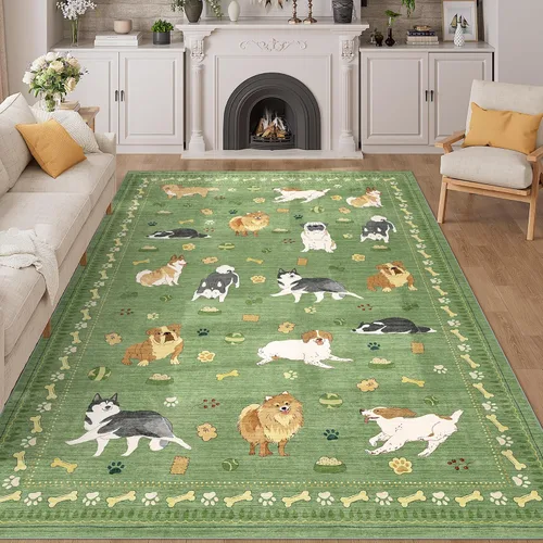 Miniatura 243 de DUKINO Alfombra de área de 6 x 9 pies, alfombra floral para sala de estar, ligera, antideslizante, lavable, alfombra de interior de pelo bajo