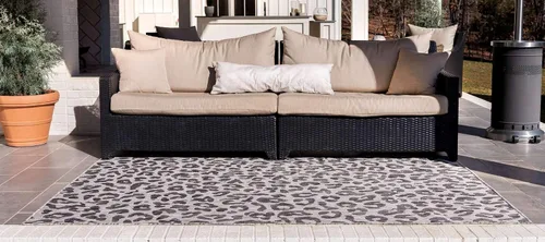 Miniatura 3 de Unique Loom Outdoor Safari Collection Alfombra de área - Leopardo (4 pies 1 pulgada x 6 pies 1 pulgada rectangular, gris claro/gris)