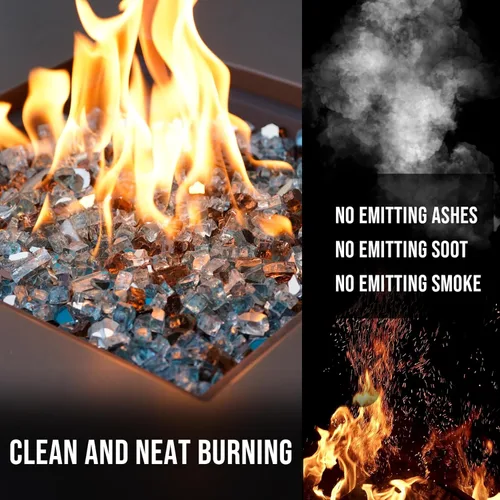 Miniatura 3 de Skyflame Vidrio de fuego mezclado de 10 libras para hoguera, chimenea y paisajismo, 1/2 pulgada azul aguamarina, platino, cobre reflectante
