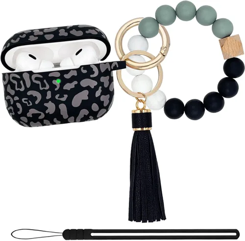 Miniatura 11 de Funda compatible con Airpods Pro de 2ª generación 2022, funda protectora de silicona suave con llavero de pulsera para Apple Airpods Pro 2 funda