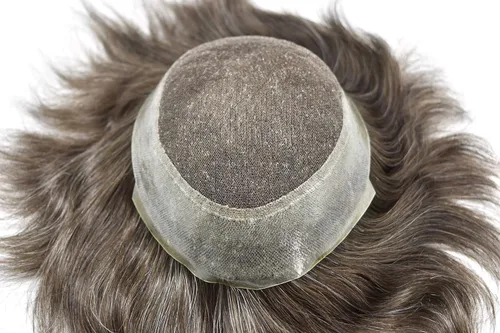 Miniatura 14 de Toupee de cabello humano para hombre, encaje suizo de piel fina alrededor del sistema de reemplazo del cabello, sistema de cabello, línea capilar