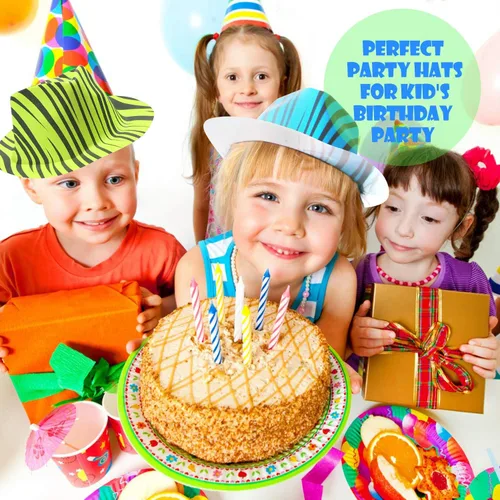 Miniatura 7 de Novelty Place Sombreros de fiesta de plástico con estampado de animales neón, estilo fedora con mafia de gángster, sombreros de fiesta con luz negra