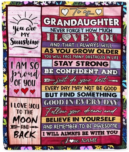 Miniatura 29 de Manta personalizada de baloncesto con texto en inglés "To My Granddaughter from Grandma Grandpa Stay Strong Be Confident Believe in Yourself", manta