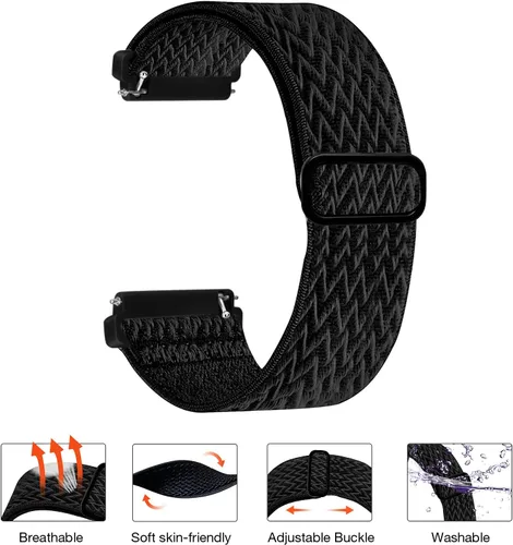 Miniatura 4 de Paquete de 4 bandas elásticas compatibles con pulseras Fitbit Versa y Versa 2, correas de repuesto elásticas ajustables de nailon suave para mujeres