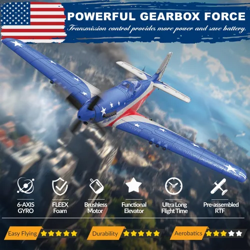 Miniatura 2 de LEAMBE Avión RC de 4 Canales con Control Remoto con 3 Modos - Avión RC P51 Listo para Volar Mejorado para Principiantes Adultos con Sistema