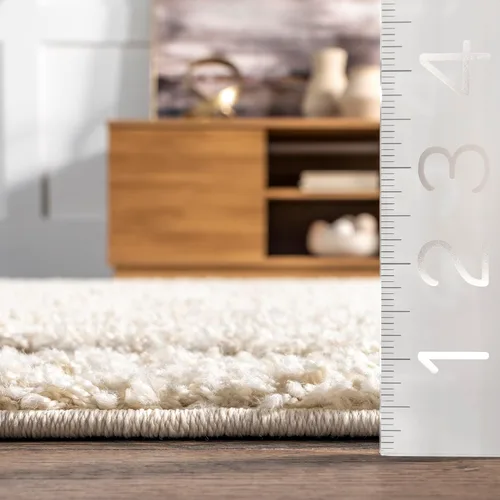 Miniatura 2 de NuLOOM - Alfombra de pelo de Maisha con diseño de remolinos, hecha a máquina, 10 pies x 14 pies, color crema