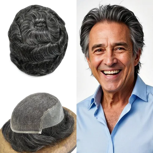 Toupee para hombres Cabello humano real suave suizo encaje sistema de reemplazo de pelo para hombre Toupee sistema de pelo postizo para hombres
