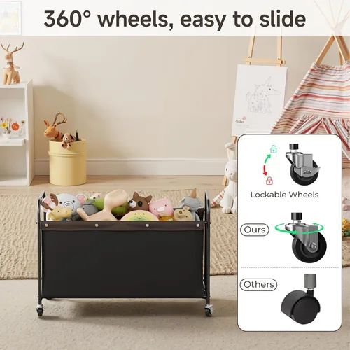 Miniatura 3 de StorageWorks Caja de juguetes con ruedas para niños, baúl grande de almacenamiento y organizador de juguetes de 135 litros, caja de juguetes de Negro