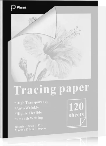 120 hojas de papel de calco para dibujo, papel de calco de 8.5" x 11", almohadilla de papel de calco de papel vitela translúcido, almohadilla de