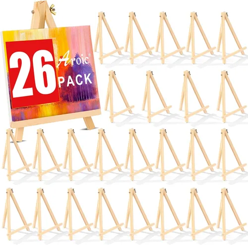 Paquete de 26 caballetes de madera de 9 pulgadas, caballete para pintar lienzos, arte y manualidades, trípode, caballete de fiesta para pintar,