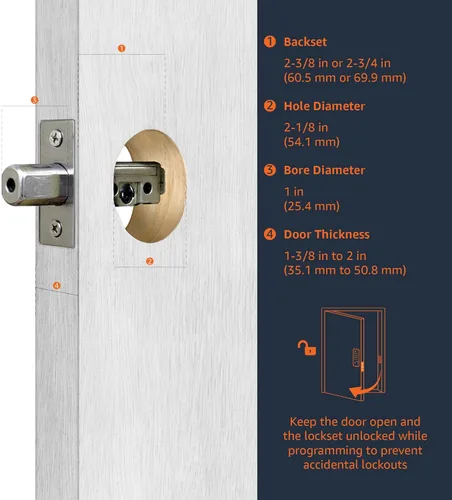 Miniatura 6 de Amazon Basics Cerradura de puerta con pestillo de seguridad y teclado electrónico con entrada sin llave de control táctil, opción de entrada