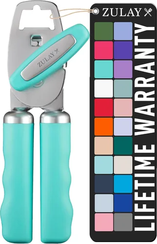 Miniatura 19 de Zulay Kitchen Abrelatas manual de acero inoxidable resistente con abridor de botellas, abrelatas manual a prueba de óxido con perilla giratoria