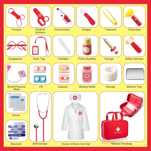 Miniatura 3 de Kit de médico para niños, 36 piezas de juego de doctor para niños pequeños de 3 a 5 años con bolsa médica y estetoscopio real, juego de doctor