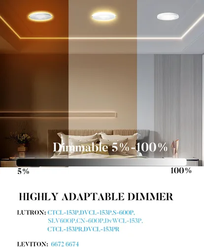 Miniatura 3 de Lightdot LED de 6 pulgadas empotrable con luz nocturna 1200LM 12W 120V regulable LED Downlight iluminación, 3000 K/4000 K/5000 K seleccionables