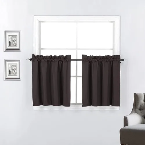 Miniatura 20 de 2 paneles de cortinas opacas con aislamiento térmico y forro blanco en la parte trasera para ventana de bloqueo de luz para cualquier ventana