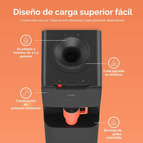 Miniatura 3 de Brio CLTL130 Dispensador refrigerador de carga superior de la serie 130 para botellas de 3 y 5 galones, agua fría y caliente, carga sin derrames