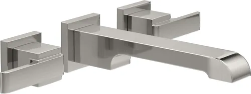 Miniatura 7 de Delta Ara - Grifo de baño de montaje en pared de 2 orificios, llave de fregadero de baño negro mate para tocador, negro mate, T3567LF-BLWL