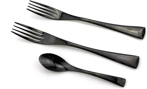 Miniatura 6 de Juego de cubiertos de lujo de 20 piezas, acero inoxidable 18/10, utensilios de cubiertos resistentes para 4, incluye cuchillo de carne, tenedor