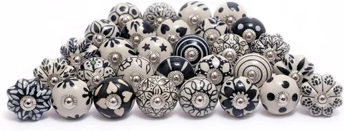 Miniatura 9 de FOLK CRAFT Pomos decorativos para cajones – Paquete de 12 piezas – Manija de puerta de armario de armario con flores hechas a mano para decoración