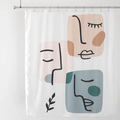 Miniatura 8 de Shaina Cortina de ducha abstracta pintada de luna y olas, 72 x 72 pulgadas, arte moderno y bohemio decorativo, tela impermeable, para cualquier baño