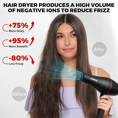 Miniatura 2 de Kit de Secador de Pelo Iónico de Temperatura Constante de 13 Piezas - Juego de Secador de Pelo Profesional Ligero, Bajo Ruido, 1800W para Mujeres