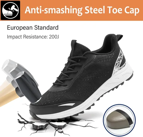 Miniatura 2 de Zapatos de punta de acero para hombres y mujeres, zapatos de trabajo de seguridad antideslizantes a prueba de pinchazos, cómodos tenis