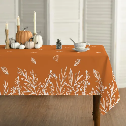 Miniatura 7 de Horaldaily Fall Tablecloth 52×70 Inch Rectangular, Thanksgiving Autumn Harvest Blue Wild Flowers Table Cover for Party Picnic Dinner Decor