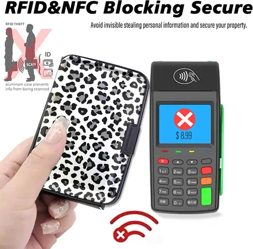 Miniatura 4 de Handlein Soporte para tarjetas de crédito, mini cartera de aluminio RFID, cartera para tarjetas de crédito, mini cartera para tarjetas de crédito
