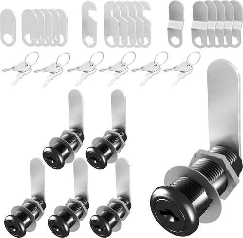 Miniatura 10 de 3 piezas de cerraduras de gabinete negras con llaves, cerradura de leva de 1-1/2" con llave similar, cerraduras de leva para RV para gabinetes