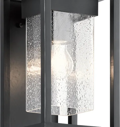 Miniatura 4 de Kichler Mercer 59060BSL - Lámpara de pared para exteriores de 12 pulgadas en color negro, aplique de pared exterior de 1 luz con vidrio transparente