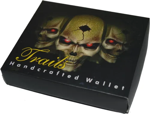 Miniatura 7 de Leatherboss Billetera con diseño de calavera para hombre, con caja de regalo, Multi color, 4.5" X 3.5", Cartera plegable