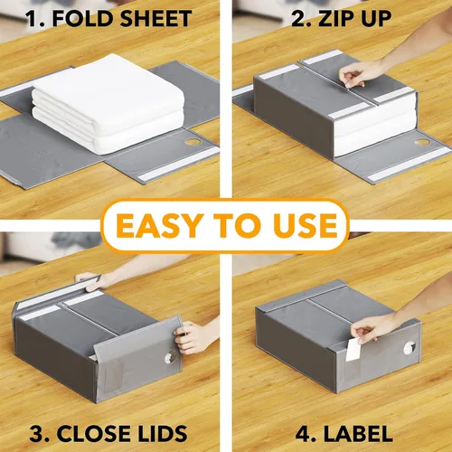 Miniatura 3 de SpaceAid Paquete de 6 organizadores y almacenamiento de sábanas, organizador de sábanas plegable con ventana para armario de lino, juego de carpetas