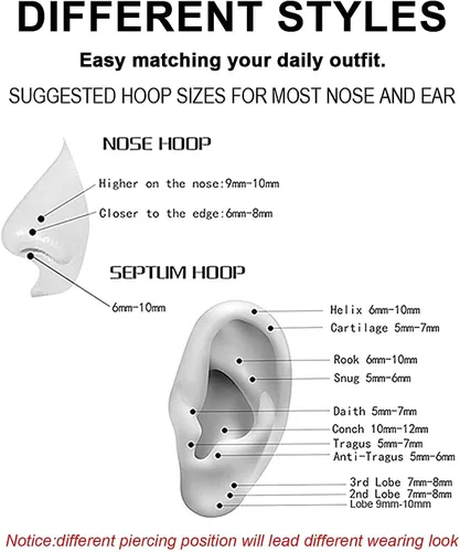 Miniatura 4 de Nose Rings Hoop and Nose Studs Sets for Women Men,Hypoallergenic 316L Surgical Stainless Steel Hinged Clicker Segment Nose Rings Hoop Helix