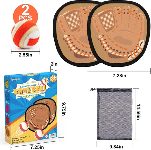 Miniatura 7 de Juego de pelota de lanzar y atrapar guantes de entrenamiento de béisbol para niños, juguetes de playa para niños de 3, 4, 5, 6, 7, 8 años, regalos