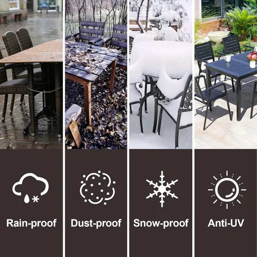 Miniatura 7 de PureFit Fundas para muebles de patio, funda para muebles de mesa para exteriores, lona impermeable, rectangular, 650D, fundas de patio para muebles
