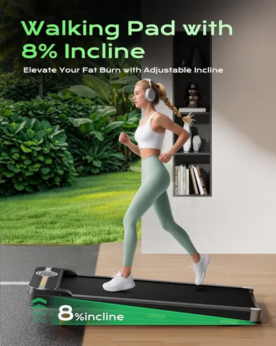 Miniatura 2 de TREAFLOW Caminadora portátil debajo del escritorio con inclinación 2.5HP para oficina en casa 265 libras de capacidad con control remoto LED