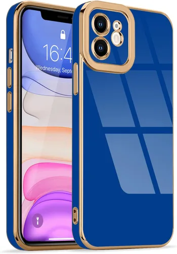 Miniatura 128 de Lafunda Diseñada para iPhone 13 Pro, fundas lujosas con chapado lindo para mujeres y niñas, elegante borde dorado, a prueba de golpes, TPU con funda