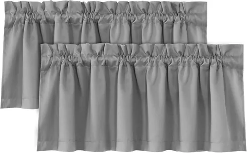 Miniatura 13 de H.VERSAILTEX Cenefas de cortina 100% opacas para ventanas, 2 paneles con aislamiento térmico, bolsillo para barra, pequeña cenefa corta para cocina