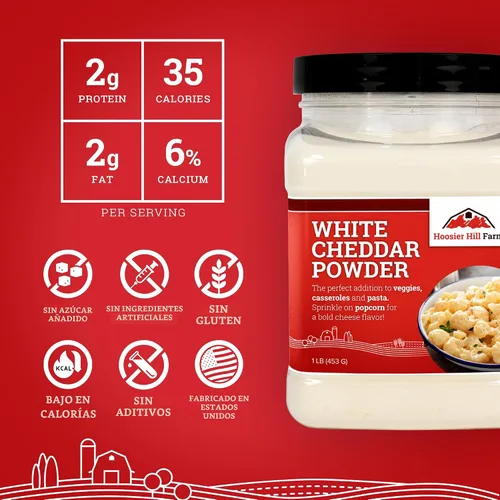 Miniatura 4 de Queso Cheddar Blanco en Polvo de Hoosier Hill Farm, 1 Libra (Paquete de 1)
