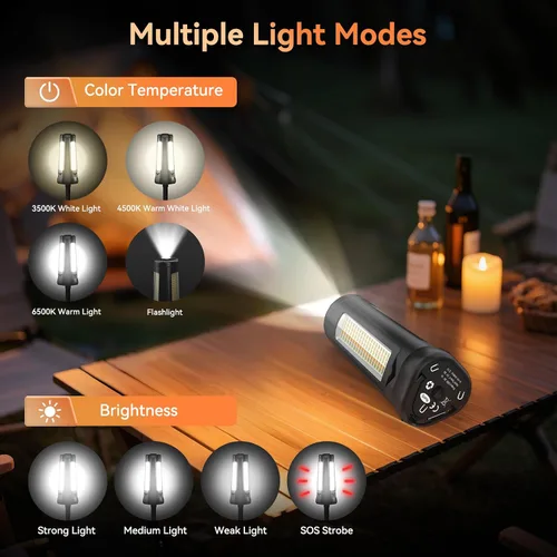 Miniatura 4 de Dimgogo15000mAh Luz recargable para acampar, luz de trabajo LED portátil Standing Light with 7ft Max Height, 5500 Lumen 6500/4500/3500K Dimmable